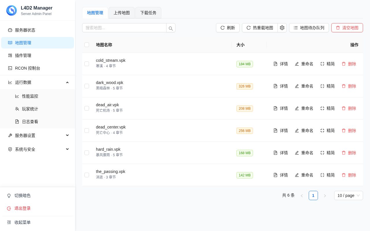 地图管理面板（示例数据）